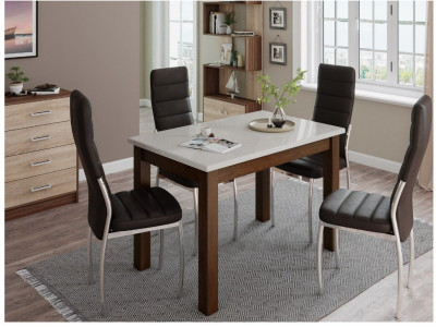 Стол обеденный Бостон-1 орех шоколадный/белый гранит