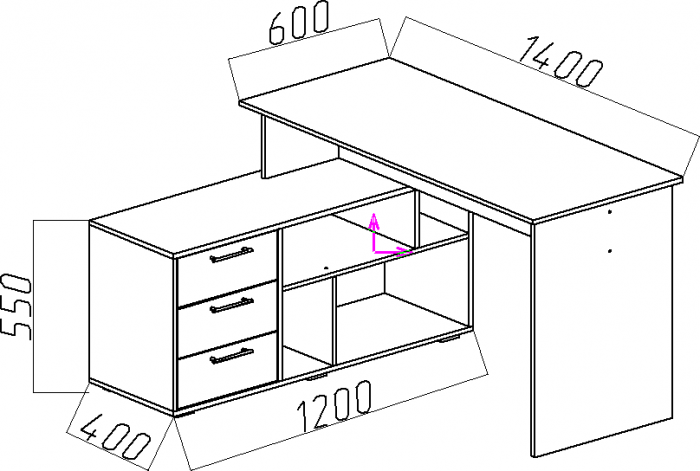Стол компьютерный СК-11, ЛДСП (Белый)