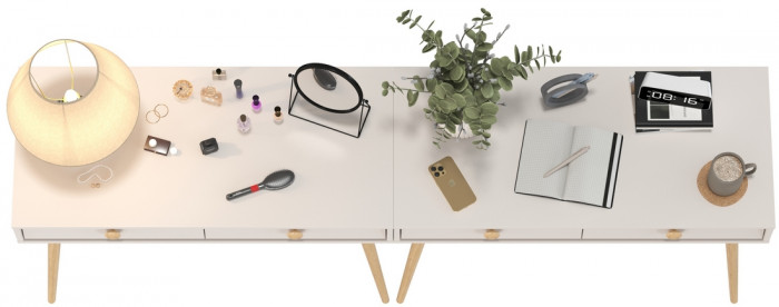 Афина Спальня Стол х 2, цвет кашемир серый, ШхГхВ 200х45х76 см.