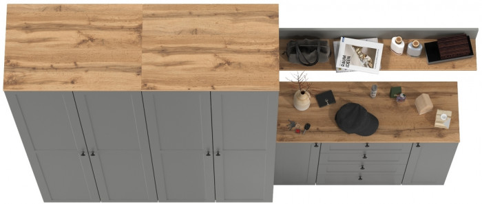 Остин Прихожая 73, цвет серый графит/дуб крафт золотой, ШхГхВ 280х54,3х229,6 см., универсальная сборка