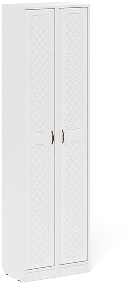Прихожая П-6 Пенал + Пенал, цвет белая шагрень/фасады МДФ белое дерево фрезеровка ромб, ШхГхВ 60х35х210 см., универсальная сборка