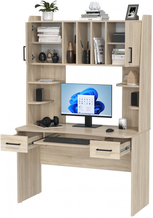 Стол рабочий 6-0604дубсон Бета, цвет дуб сонома, ШхГхВ 120х60,5х183,5 см.