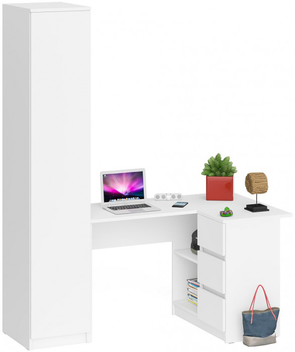 Мори компьютерный стол МС-16 правый + Пенал МШ400.1, белый