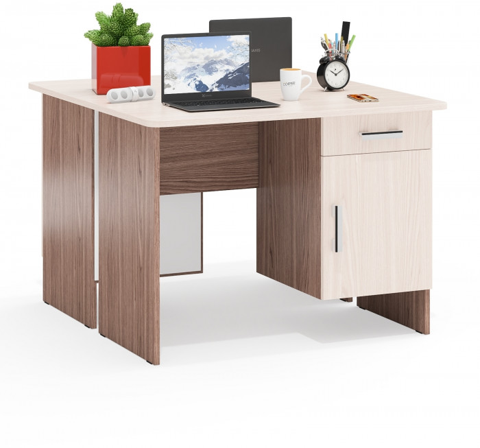 Два стола письменных С-МД-1-09, ясень шимо светлый/ясень шимо тёмный