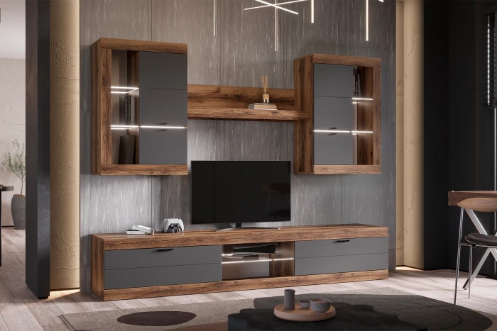 Прага Модульная Гостиная, вариант №3, Дуб Делано/Графит