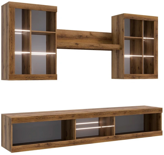 Прага Модульная Гостиная, вариант №3, Дуб Делано/Графит