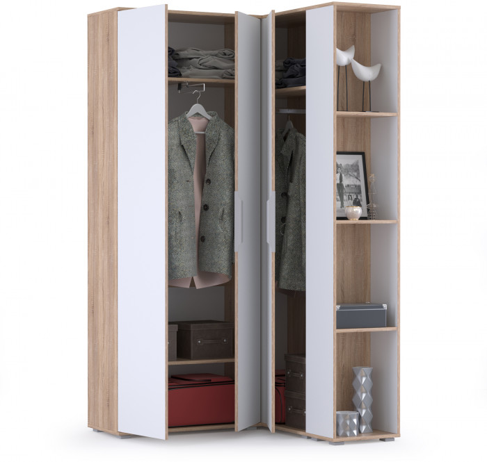 Куба Прихожая 10, цвет дуб сонома/белый премиум, ШхГхВ 118х107,3х210,6 см., универсальная сборка