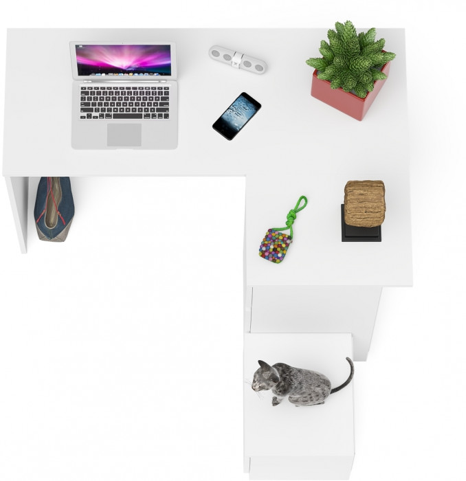 Мори Стол компьютерный МС-16 правый + Тумба ТМП400.1, цвет белый, ШхГхВ 164,8х84,9х76,6 см., выдвижные ящики справа, НЕ универсальная сборка