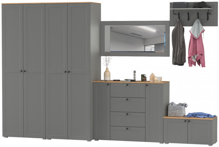 Остин Прихожая 54, серый графит/дуб крафт золотой