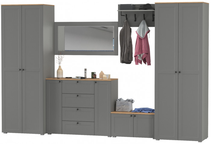 Остин Прихожая 54, серый графит/дуб крафт золотой