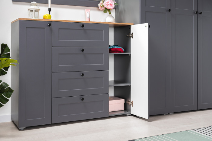 Остин Прихожая 54, серый графит/дуб крафт золотой