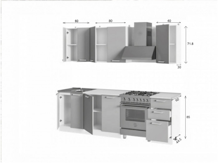 Кухня МДФ Лиза-2 1800 (Белый глянец)