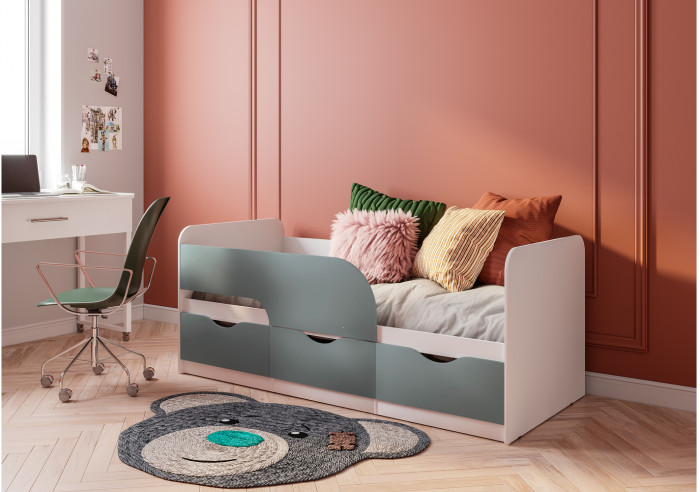 Кровать детская Стандарт КР-22 НЕВ, Белый, Серый