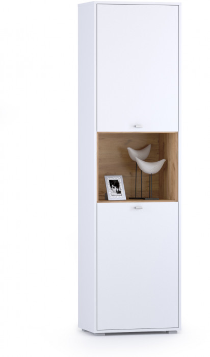 Бэль 10.04 Шкаф комбинированный, цвет дуб крафт золотой/белый премиум, ШхГхВ 55х36,6х200 см., универсальная сборка