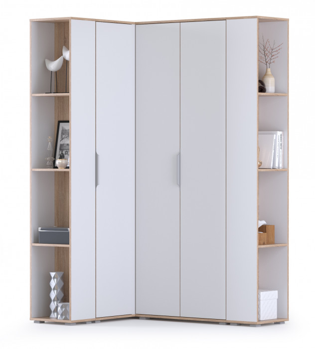 Куба Прихожая 11, цвет дуб сонома/белый премиум, ШхГхВ 143,7х107,3х210,6 см., универсальная сборка