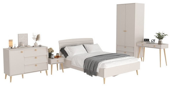 Афина Спальня 25-1400, цвет кашемир серый, сп.м. 1400х2000 мм., б/м, основание есть - фанера