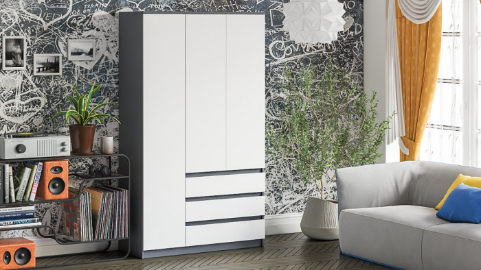 Мори Шкаф МШ1200.1, графит/белый