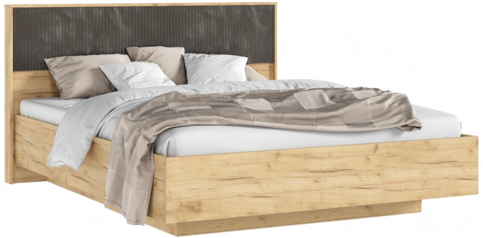 Кровать парящая с ортопед. основанием Марвэл 1,6м с подсветкой, Дуб крафт/Мальта грей