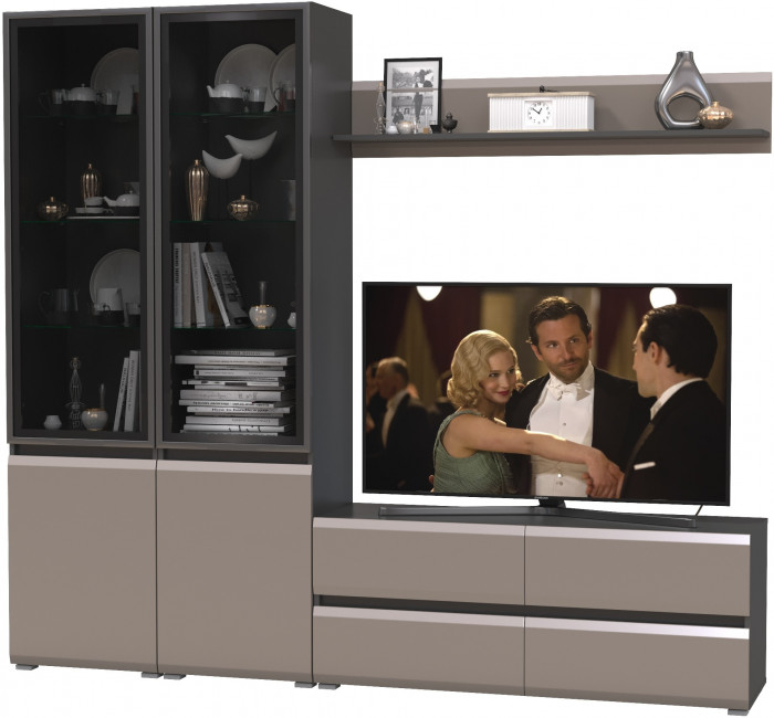 Сидней Комплектация № 049, корпус: антрацит/фасады: МДФ веллюто капучино