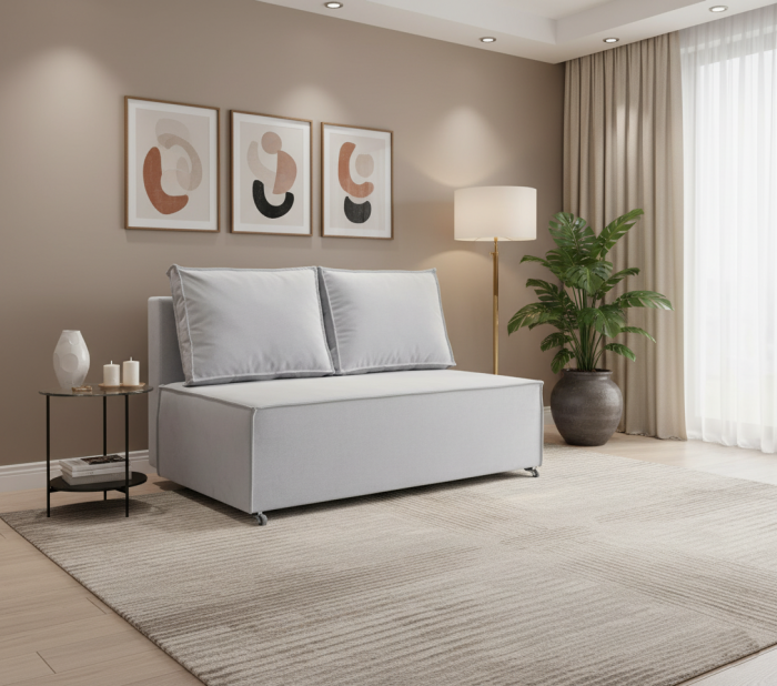 Диван-аккордеон Лофт мини 120х200, велюр серый