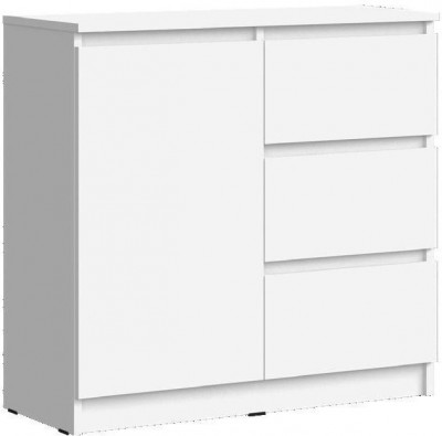 Челси Комод 800 (3 ящик 1 дверь) (Белый глянец, Белый)