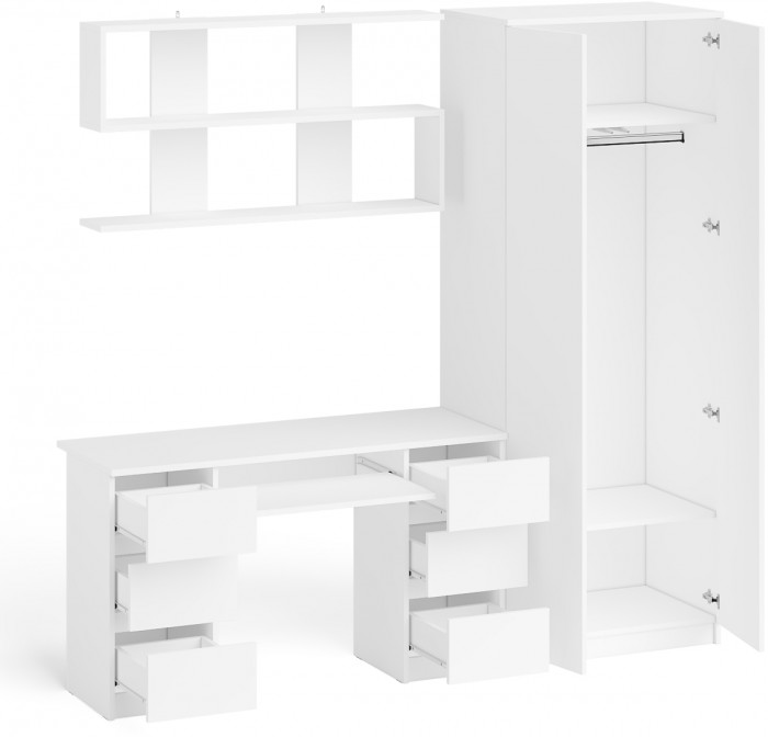 Мори компьютерный стол МС-2 + Шкаф МШ800.1 + Полка 1200, белый