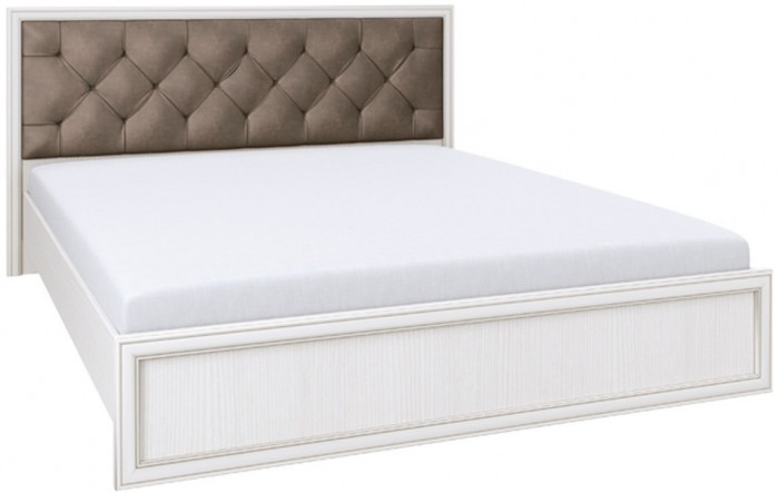 Кровать двуспальная 06.121-01 Габриэлла (1400) с ортопедическим основанием вудлайн кремовый/сандал белый