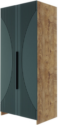 Шкаф 2-х дверный "Монтале" - Дуб канзас/Зеленый матовый