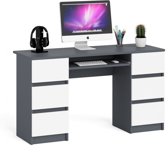 Мори Стол компьютерный МС-2, цвет графит/белый, ШхГхВ 135,4х50х76,6 см.