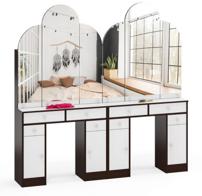 Два туалетных столика Трельяжа МД №2, венге/белый шагрень