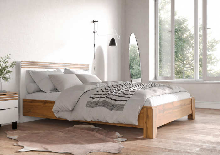 Модульная спальня Нао, набор №7, Дуб вотан/Белый (Профиль МДФ Дуб вотан)