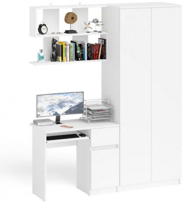 Мори компьютерный стол МС-1 правый + Шкаф МШ800.1 + Полка 900, белый