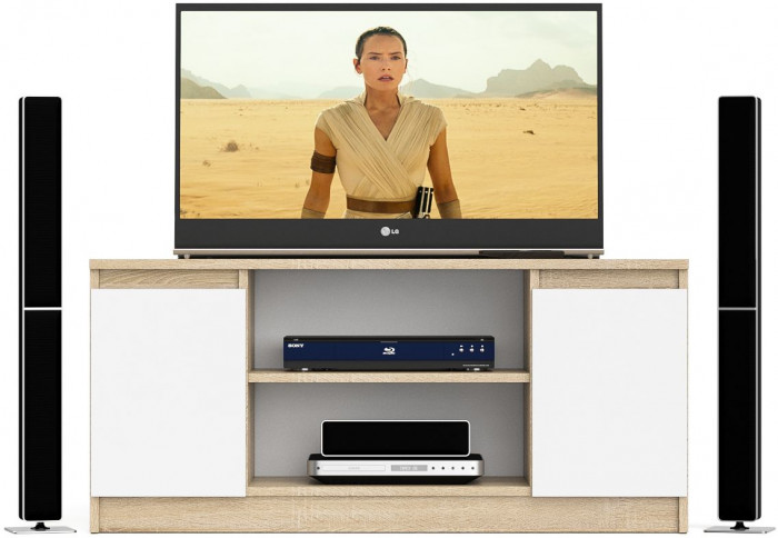 Мори Тумба ТВ МТВ1200.1, цвет дуб сонома/белый, ШхГхВ 120,4х41х54,6 см.