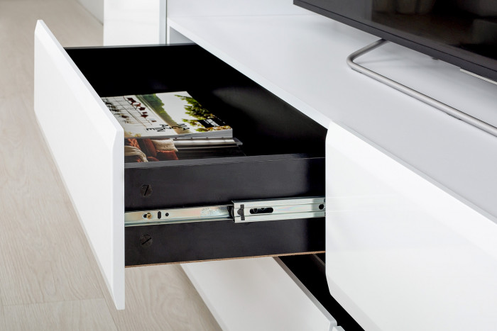 Сидней Комплектация № 050, корпус белый/чёрный/фасады МДФ белый глянец