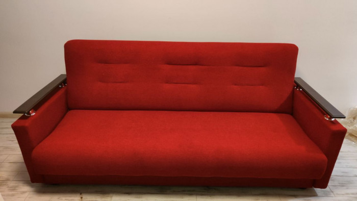 Раскладной диван-кровать, прямой, книжка, цвет красный, Милан Люкс 140