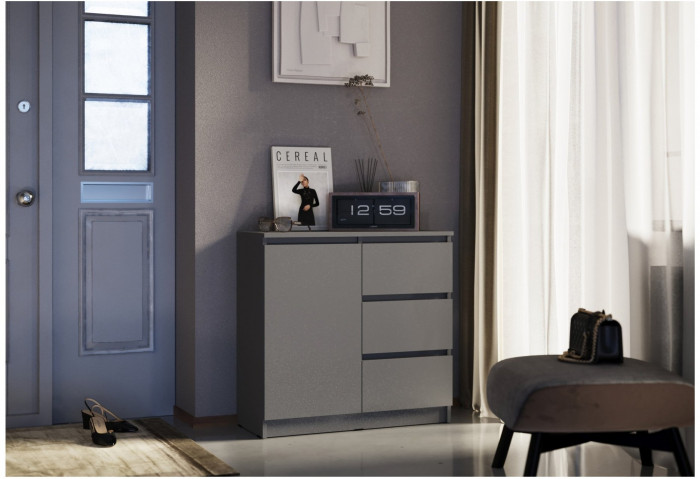 Челси Комод 800 (3 ящик 1 дверь) (Графит, Графит)