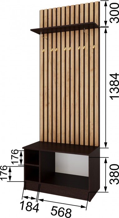 Кано Тумба с вешалкой 800 КПТВ-2 венге/дуб крафт золотой