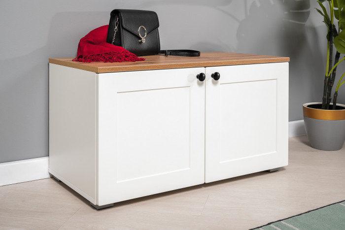 Остин 13.257 Тумба + 17.03 Зеркало, цвет белый шагрень/дуб крафт золотой, ШхГхВ 80х41,9х210 см.