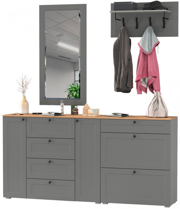 Остин Прихожая 56, серый графит/дуб крафт золотой