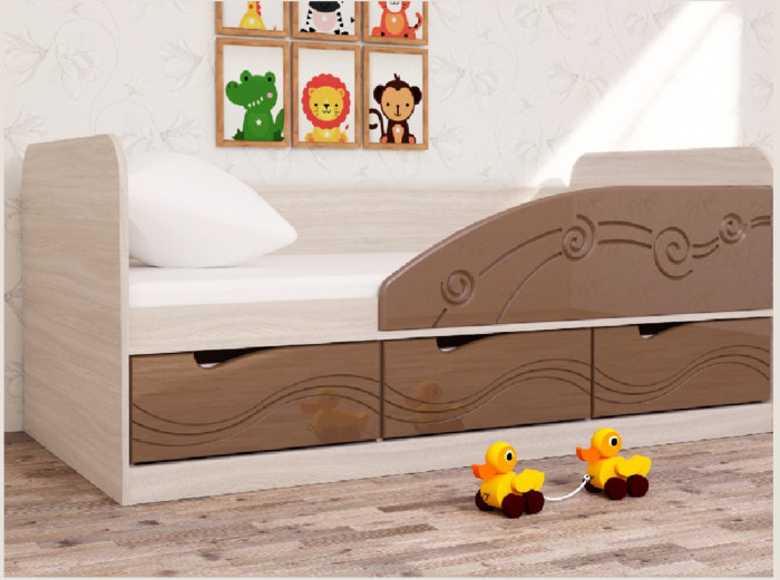 Кровать Бриз-4 80х160 Волна (Ирис/Белый/Левый)