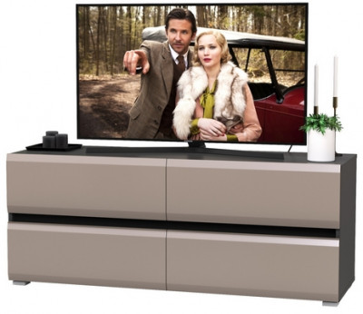 Сидней 13.63 Тумба под ТВ, цвет корпус: антрацит/фасады: МДФ веллюто капучино, ШхГхВ 129,9х41,3х52,4 см., 4-ре выдвижных ящика