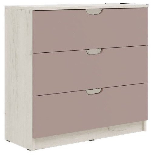 Юниор-4 Комод 3 ящика (800) (Шарли пинк, Крафт белый)