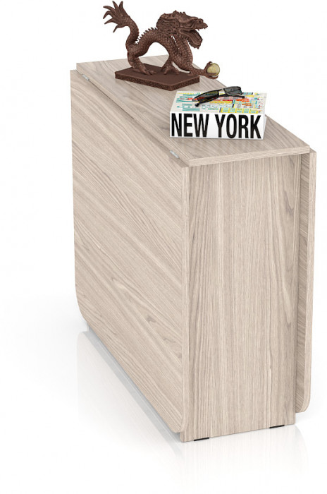 Стол-книжка обеденный МД-СО-04, цвет ясень шимо светлый/ножки хром, ШхГхВ 170х90х74 см., 34х90х74 см. сложенный (Мебельный Двор)