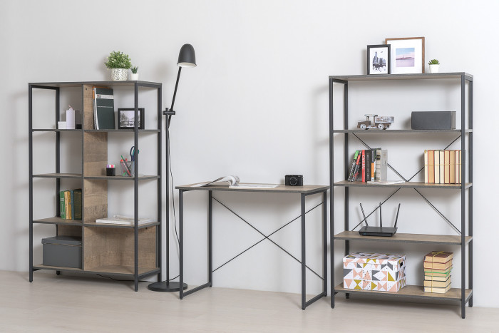 Трувор 13.151.02 Стеллаж, цвет дуб гранж песочный/интра, ШхГхВ 90х37х146 см.