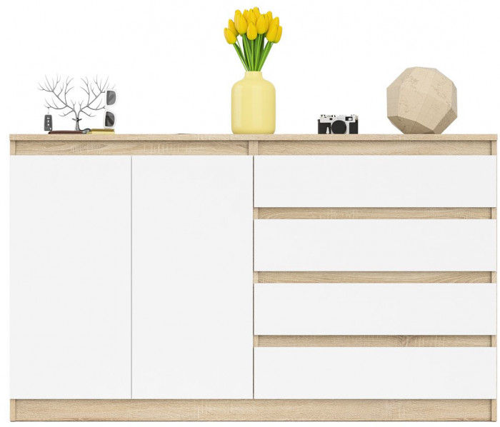 Мори Комод МК1600.1, цвет дуб сонома/белый, ШхГхВ 160,4х41х94 см., НЕ универсальная сборка