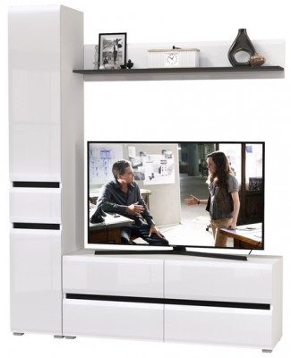 Сидней Комплектация № 051, корпус: белый/чёрный/фасады: МДФ белый глянец