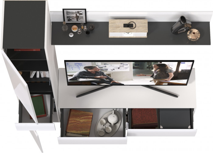 Сидней Комплектация № 051, корпус: белый/чёрный/фасады: МДФ белый глянец