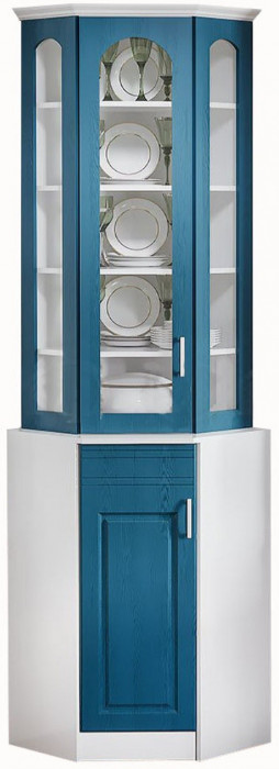 Буфет Констанция угловой (Белый матовый / Джинс)