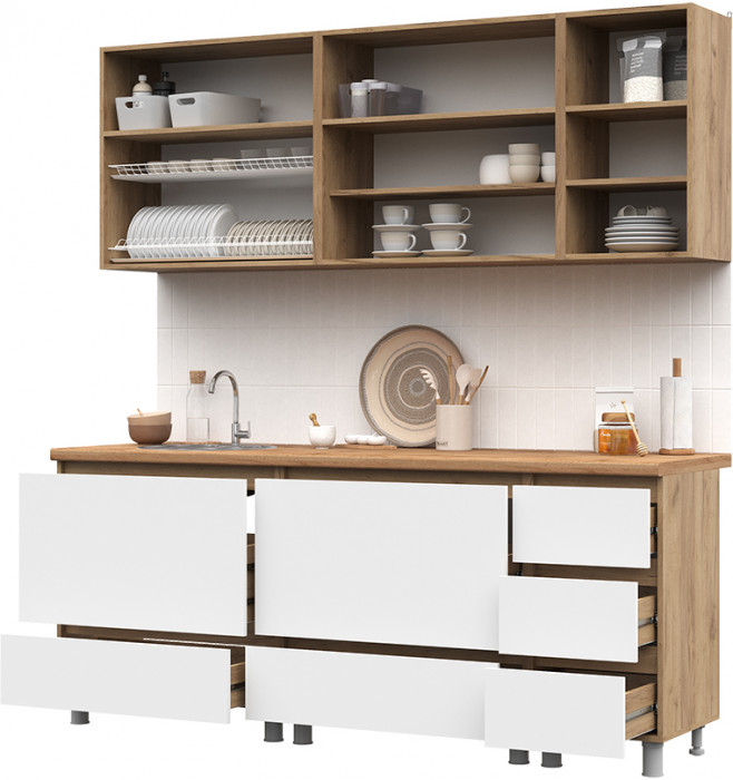 Кухня Хелен 2,0 дуб крафт золото/белый