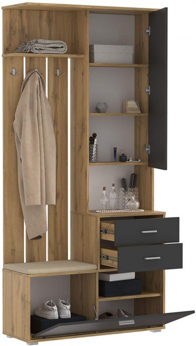 Антре шкаф для прихожей 65.08 Дуб вотан / Диамант серый